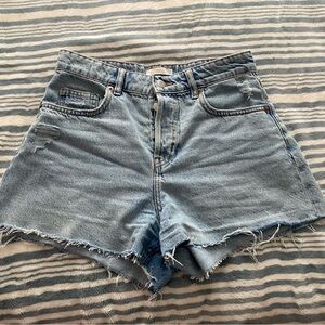 High waisted light wash jean shorts!